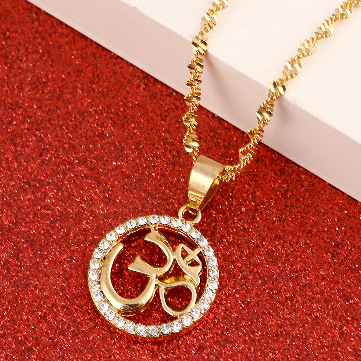 OHM Hindu Buddhist AUM OM Pendant Necklace Hinduism Yoga India Outdoor Sport Gold Color Yoga Jewelry