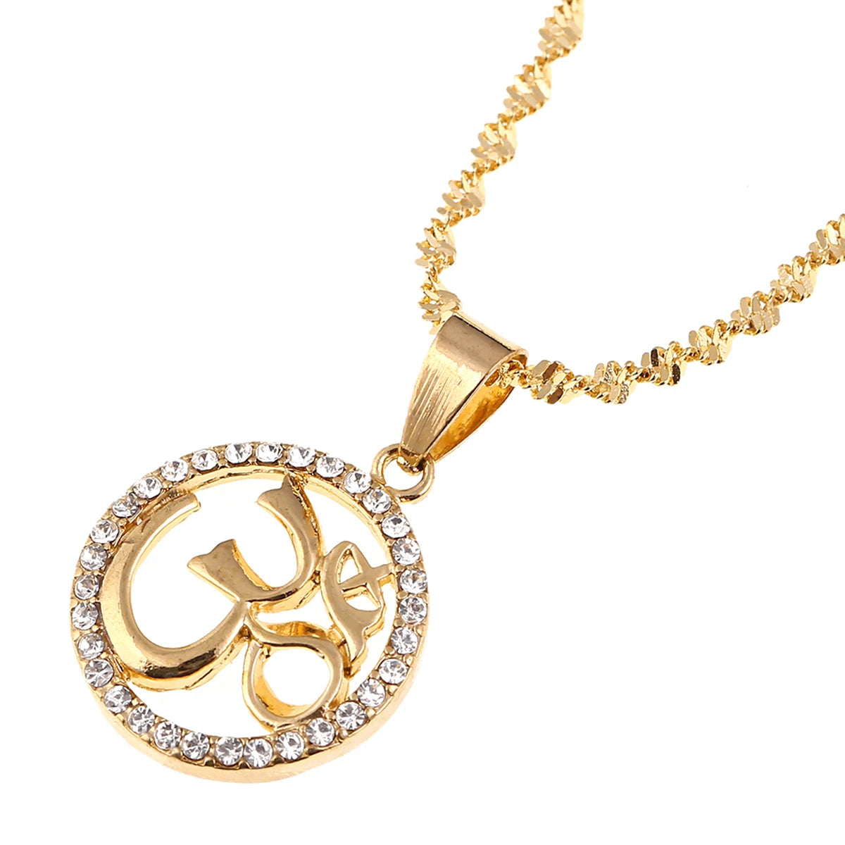 OHM Hindu Buddhist AUM OM Pendant Necklace Hinduism Yoga India Outdoor Sport Gold Color Yoga Jewelry