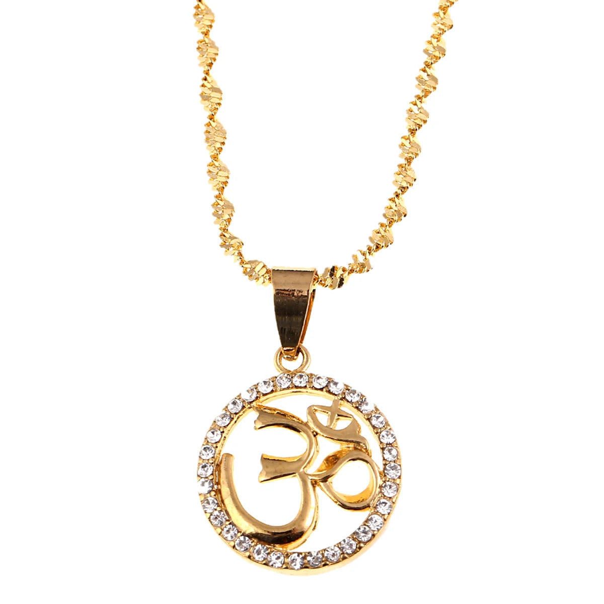 OHM Hindu Buddhist AUM OM Pendant Necklace Hinduism Yoga India Outdoor Sport Gold Color Yoga Jewelry