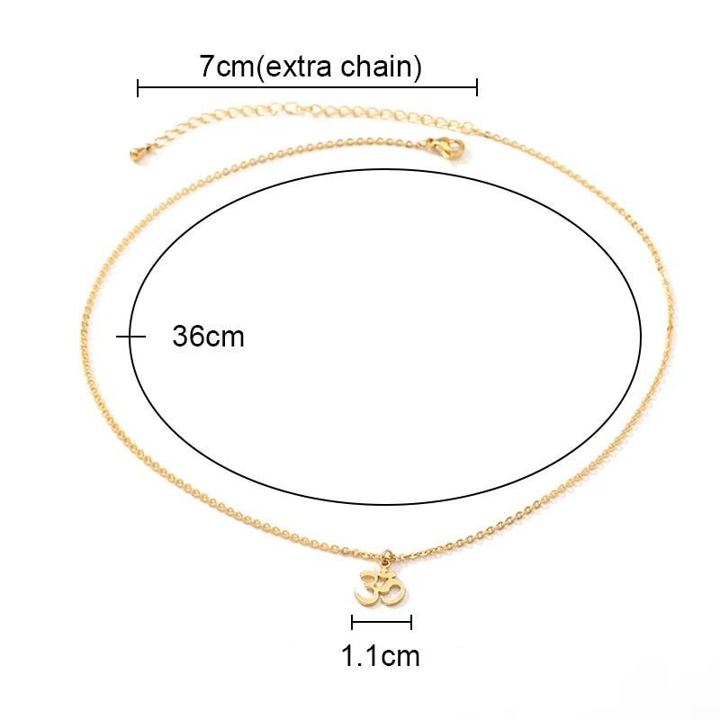 Om Ange Chakra Necklaces for Women Stainless Steel Gold Plated Ohm Buddah Chain Choker Pendant Necklace 2023 Trend Jewelry Gift