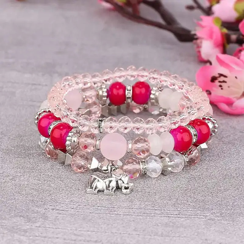 Handmade Boho Yoga Elephant Pendant Bracelet & Bangle Set Pulseras Mujer Yoga Charm Bracelet Women Men Gift